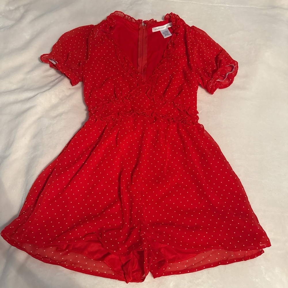 Altar'd State Red Ruffled Polka Dot Dress